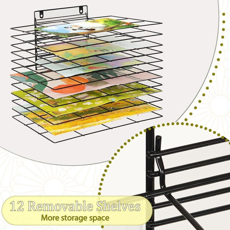Lzttyee Art Drying Rack for Classroom Paint Drying Rack Small Art Drying Rack Wall Art Storage Rack with 12 Removable Shelves for Classrooms and Art Studios (Black, 12 Shelves) - Image 5